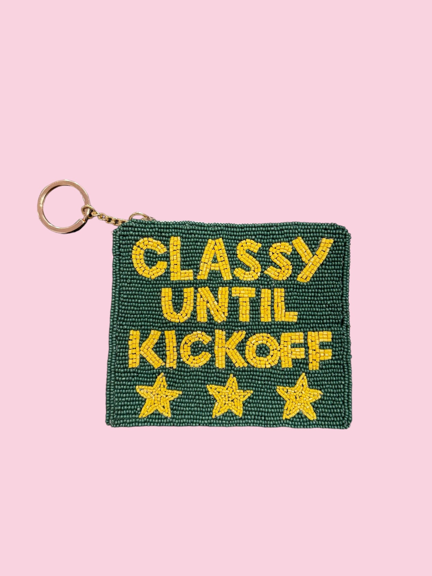 GREEN/YELLOW CLASSY UNTIL KICKOFF COIN PURSE