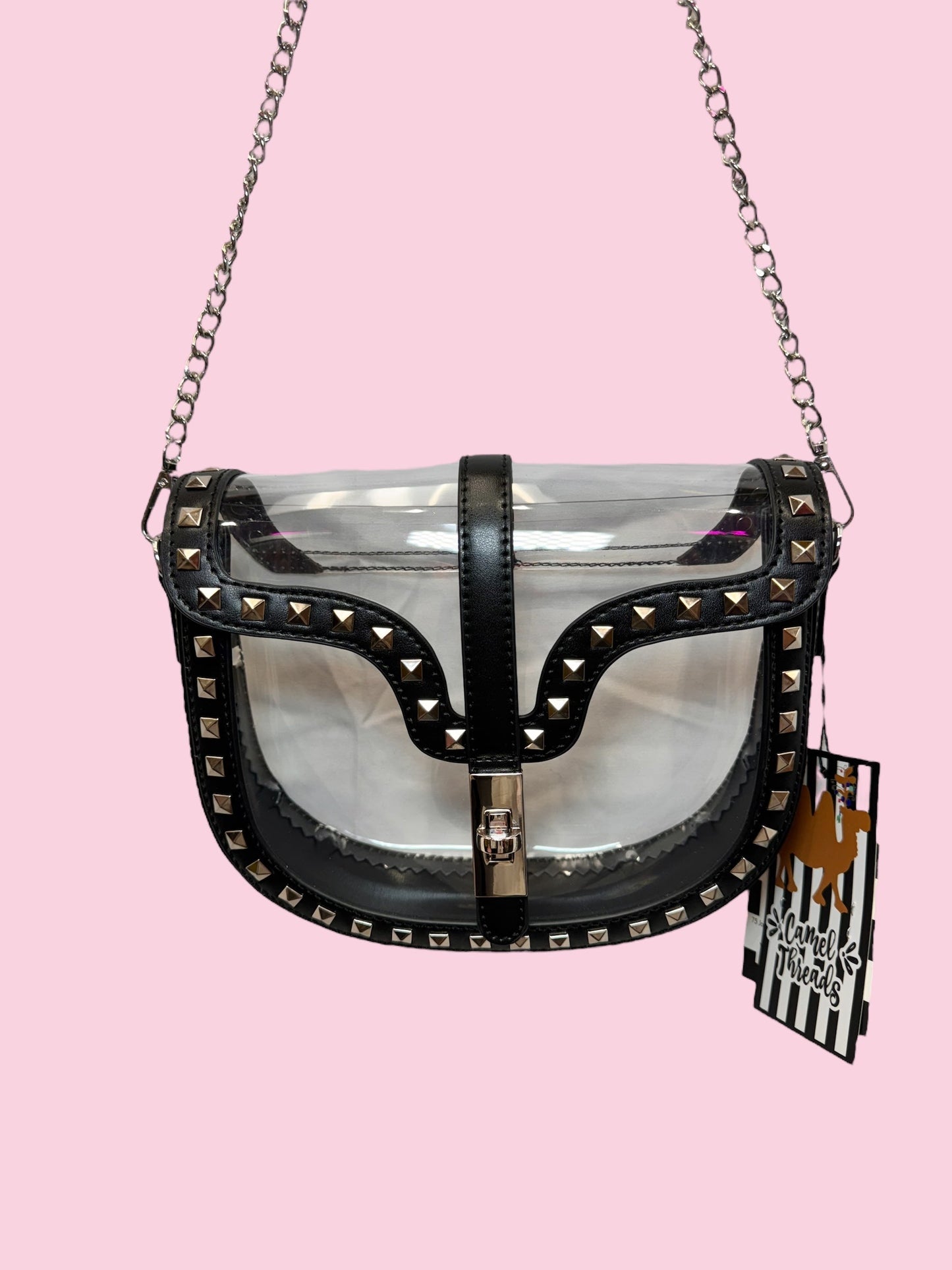 Black Trimmed clear crossbody purse