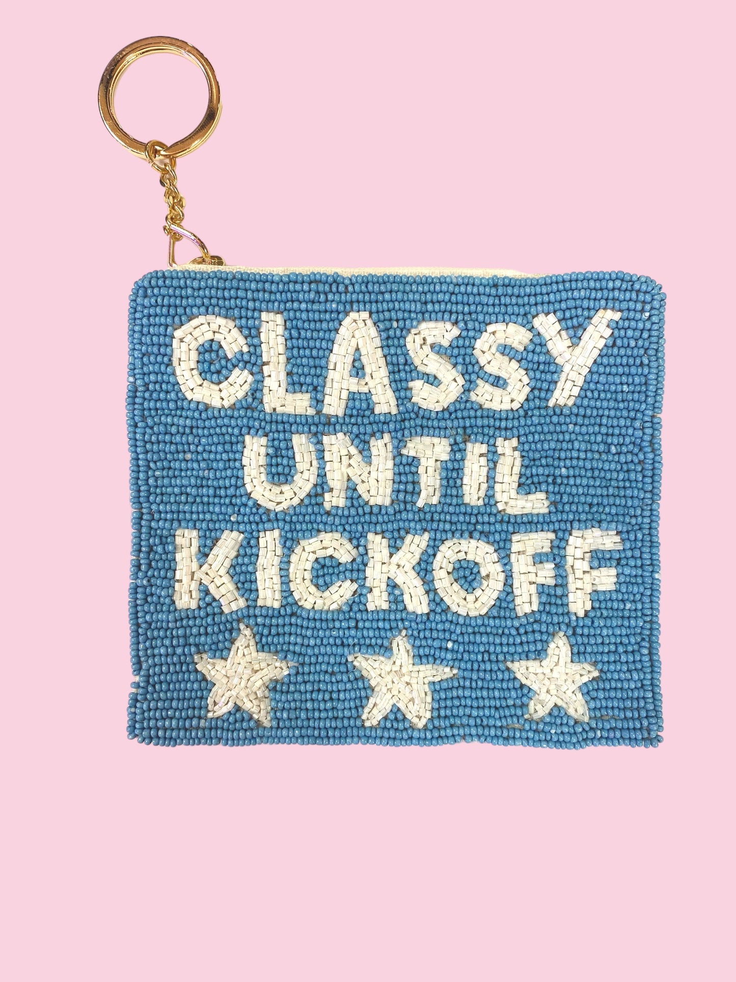 LIGHT BLUE/WHITE CLASSY UNTIL KICKOFF COIN PURSE
