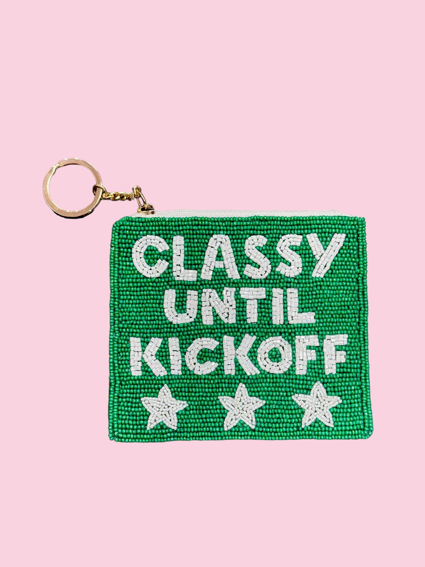 GREEN/WHITE CLASSY UNTIL KICKOFF COIN PURSE