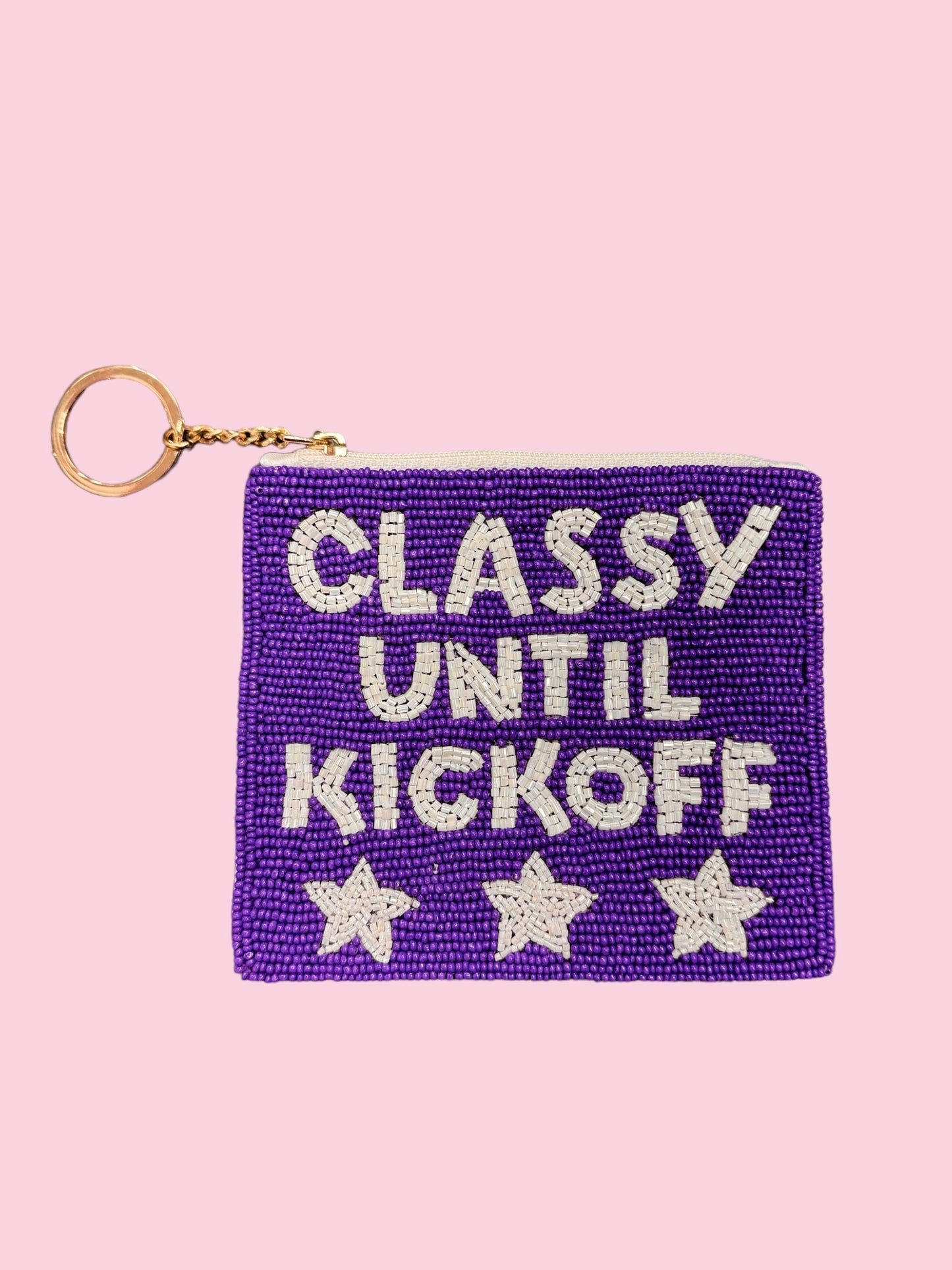 PURPLE/WHITE CLASSY UNTIL KICKOFF COIN PURSE