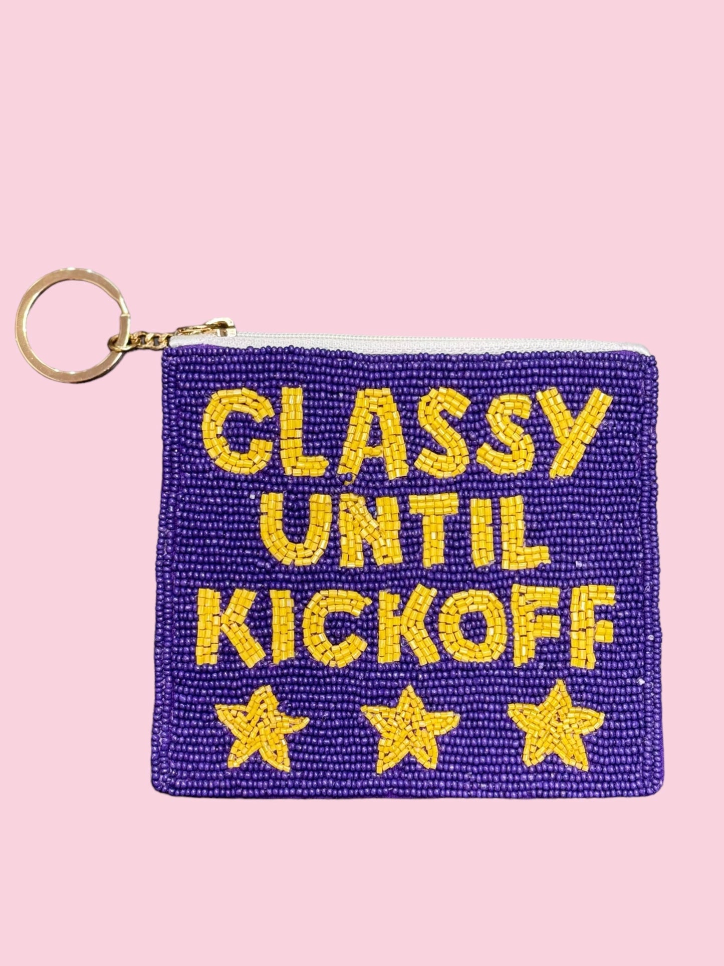 PURPLE/YELLOW CLASSY UNTIL KICKOFF COIN PURSE
