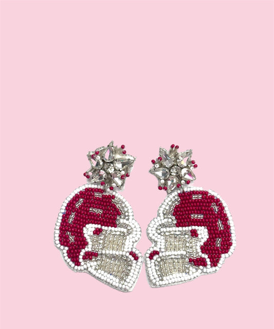 A19A RED AND WHITE AND SILVER HELMET