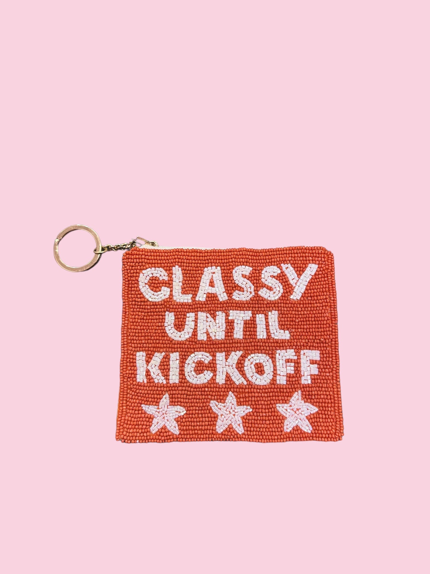 BURNT ORANGE/WHITE CLASSY UNTIL KICKOFF COIN PURSE