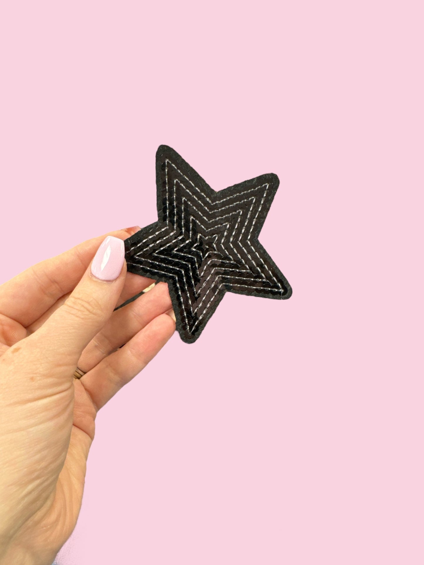 Star With Stitching - Black (HEAT PRESS)