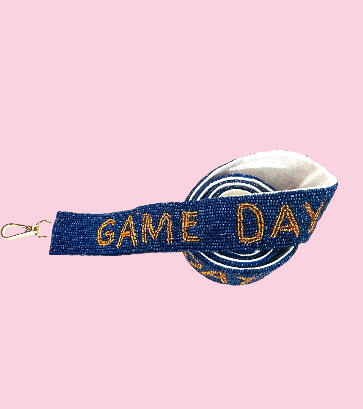 GAME DAY BEADED STRAP-BLUE & ORANGE