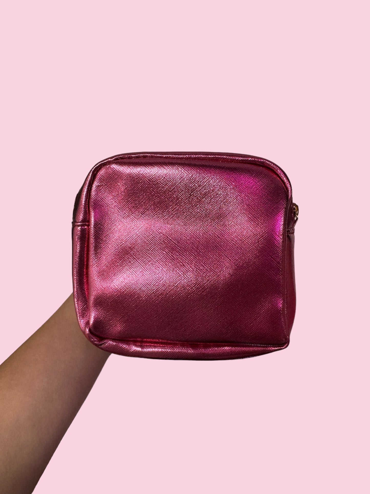 Small Metallic Pink Blank Patch Bag