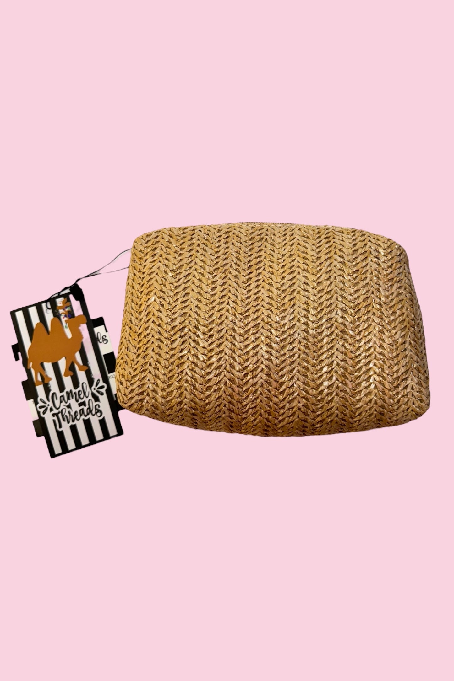 Tan Raffia Pouch