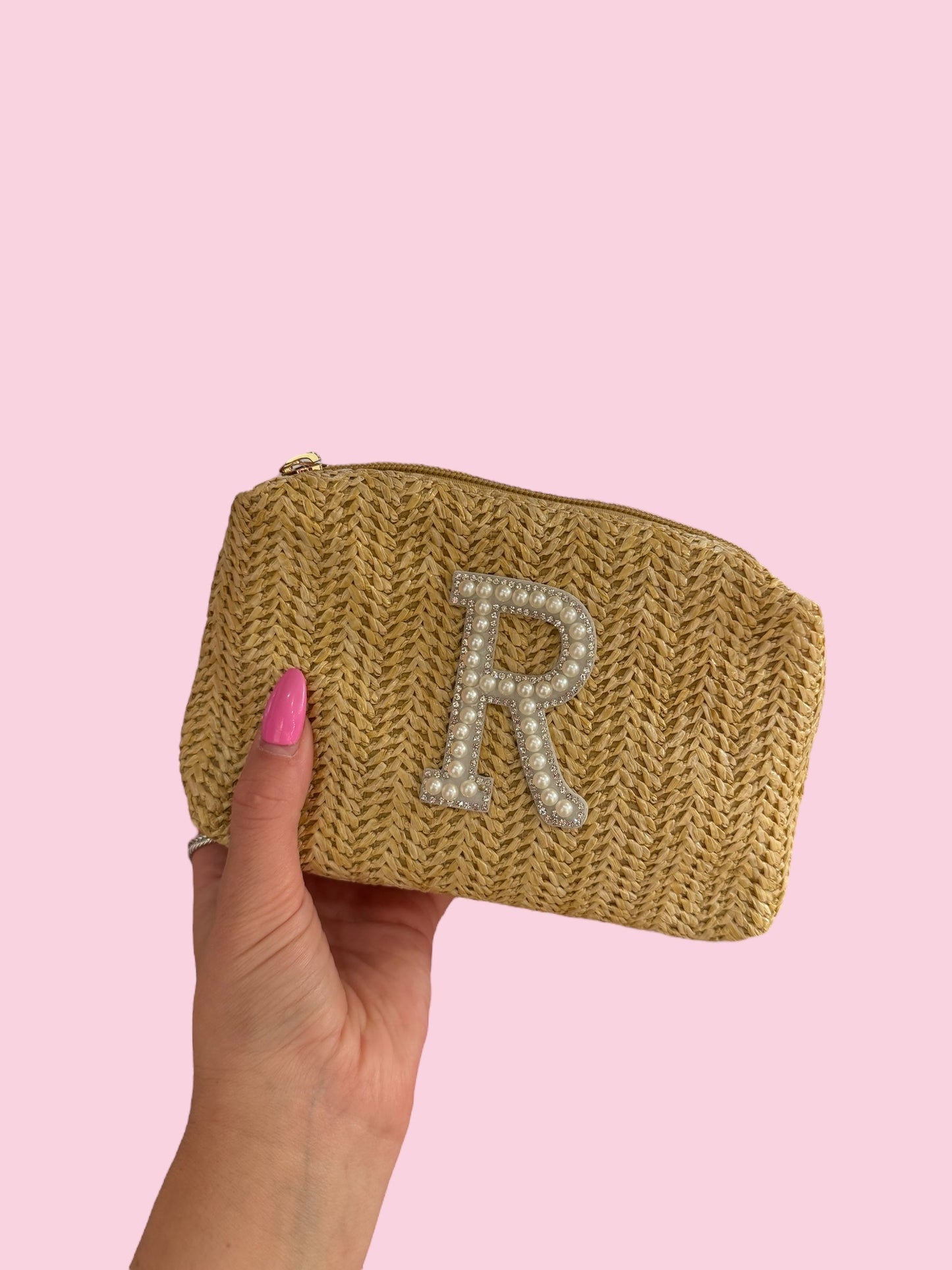 Tan Raffia Pouch
