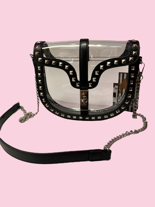 Black Trimmed clear crossbody purse