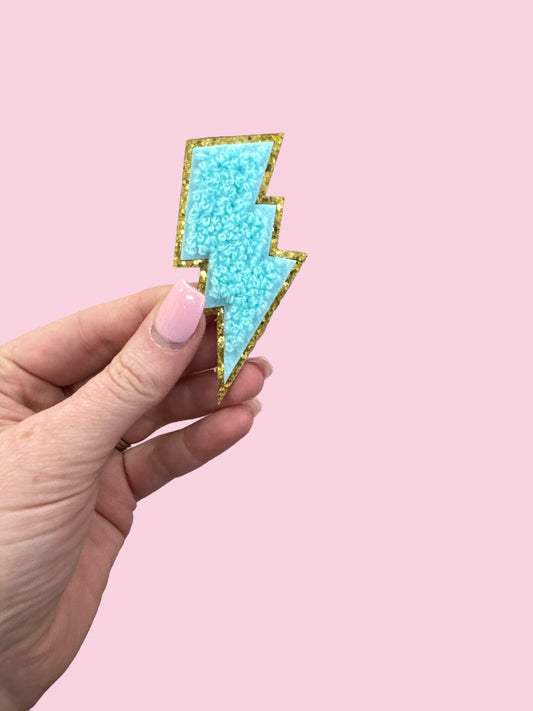 Lightning Bolt- Light Blue- Sticky Back