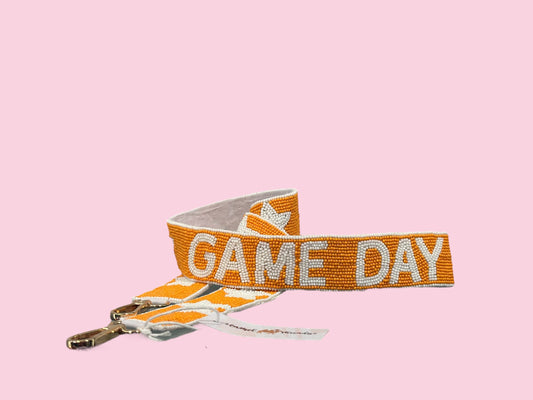 LIGHTER ORANGE/WHITE GAME DAY BEADED BAG STRAP