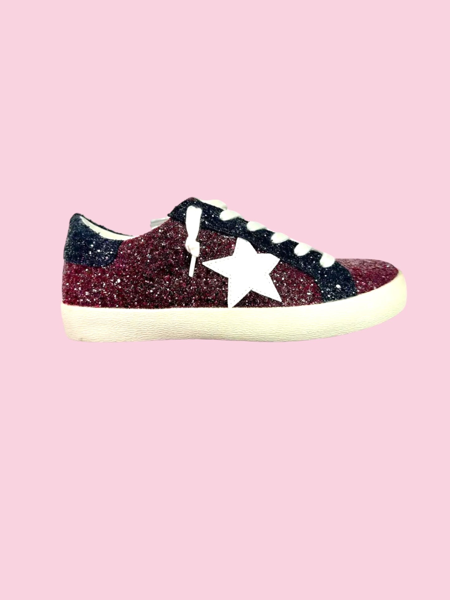 Maroon & Black Glitter Sneaker