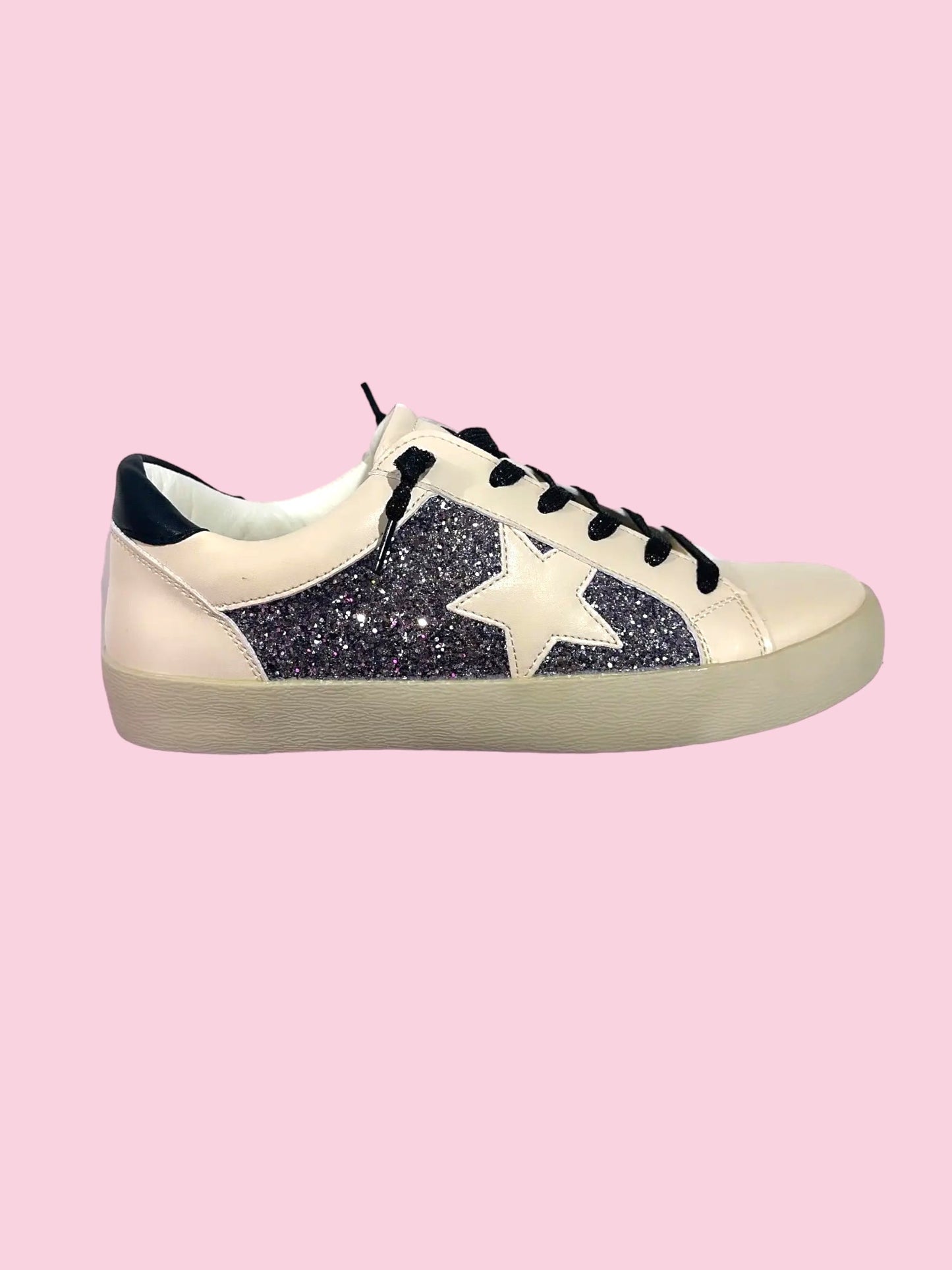 Tan Pewter Glitter Sneaker