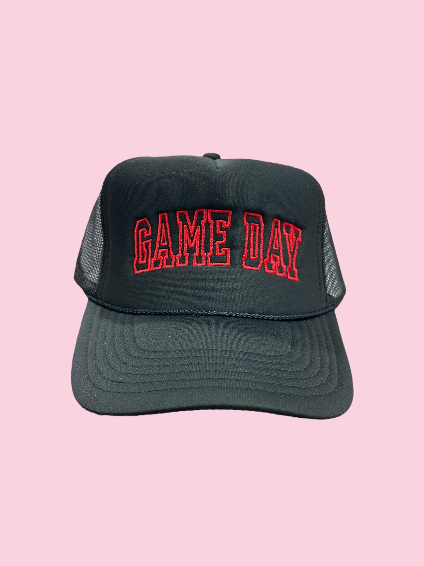 GAMEDAY TRUCKER HAT - black W/ red THREAD (Copy)