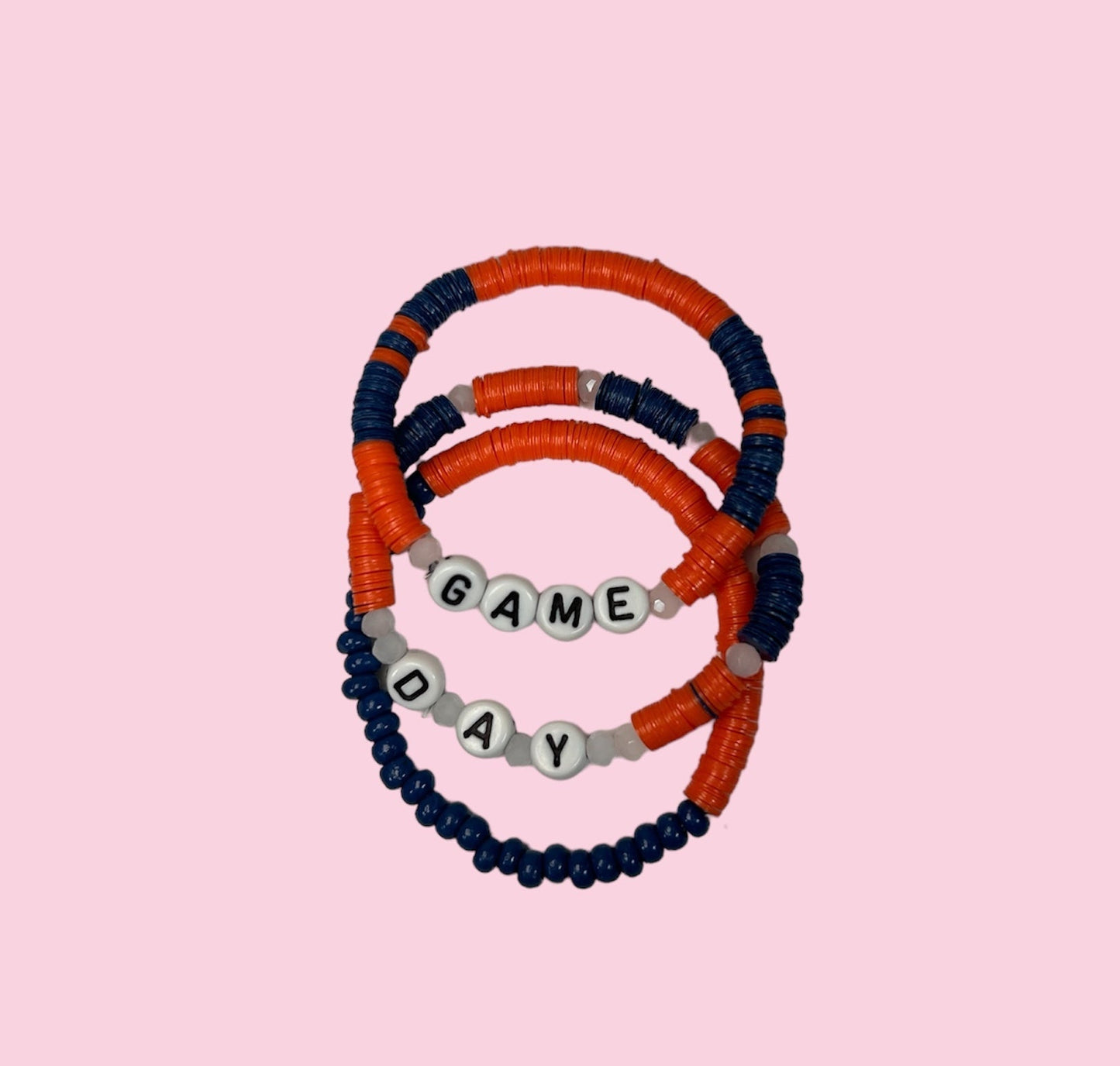 DARK BLUE AND ORANGE GAME DAY YOUTH BRACELET