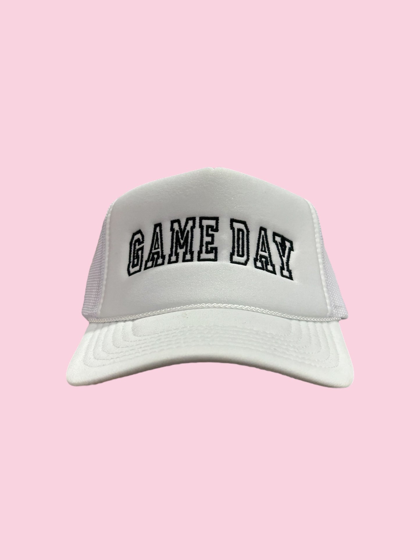 GAMEDAY TRUCKER HAT - white W/ black THREAD