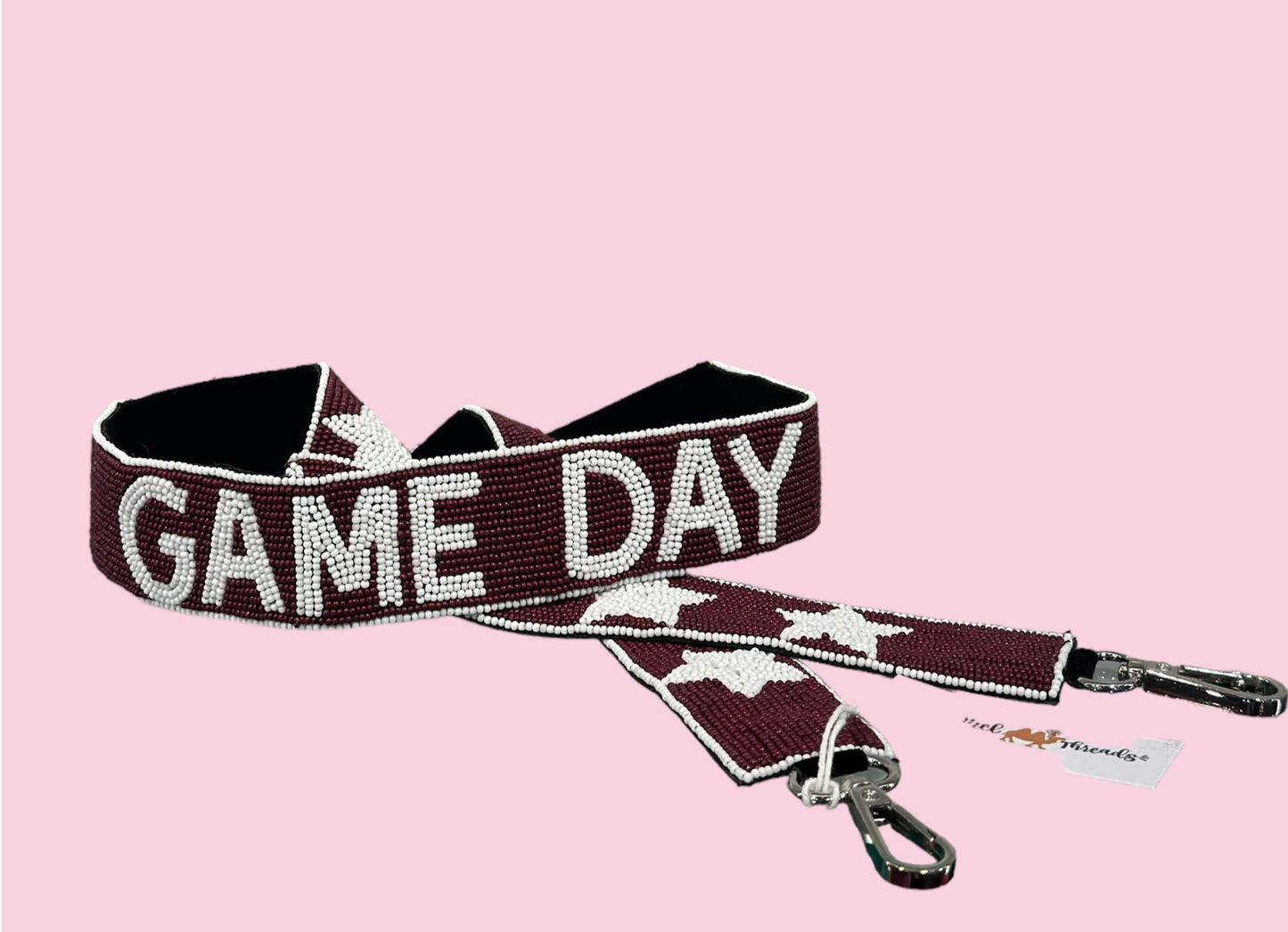 MAROON GAME DAY BEADED BAG STRAP