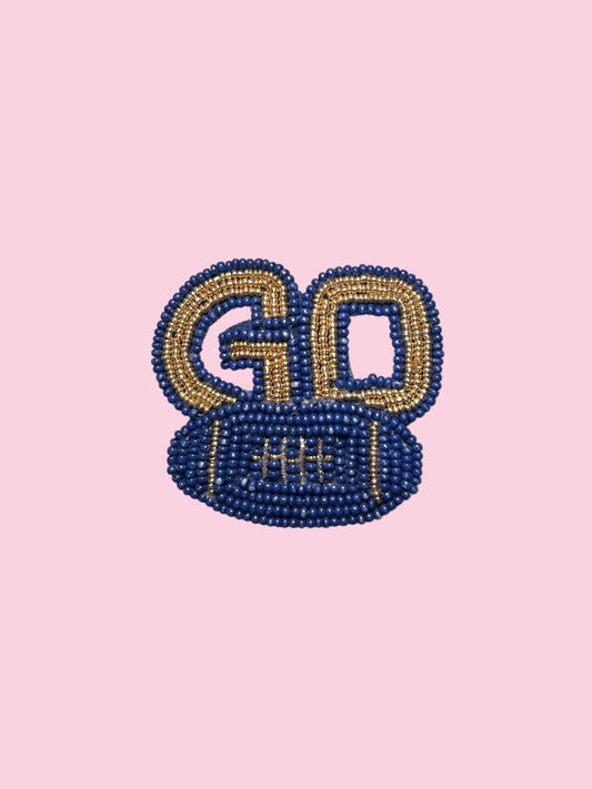 NAVY AND GOLD GO GAME DAY PIN