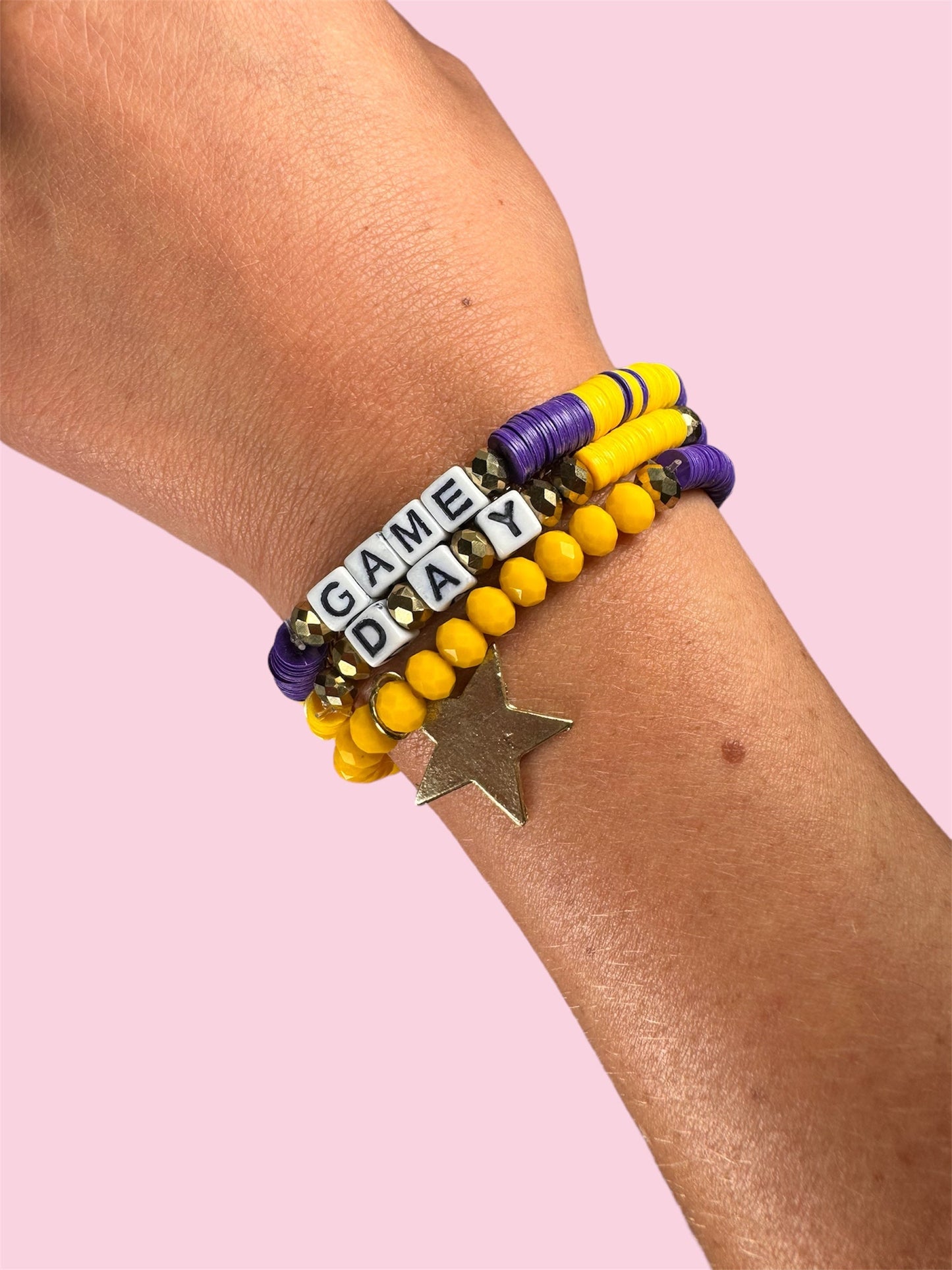 PURPLE AND YELLOW GAME DAY ADULT BRACELET