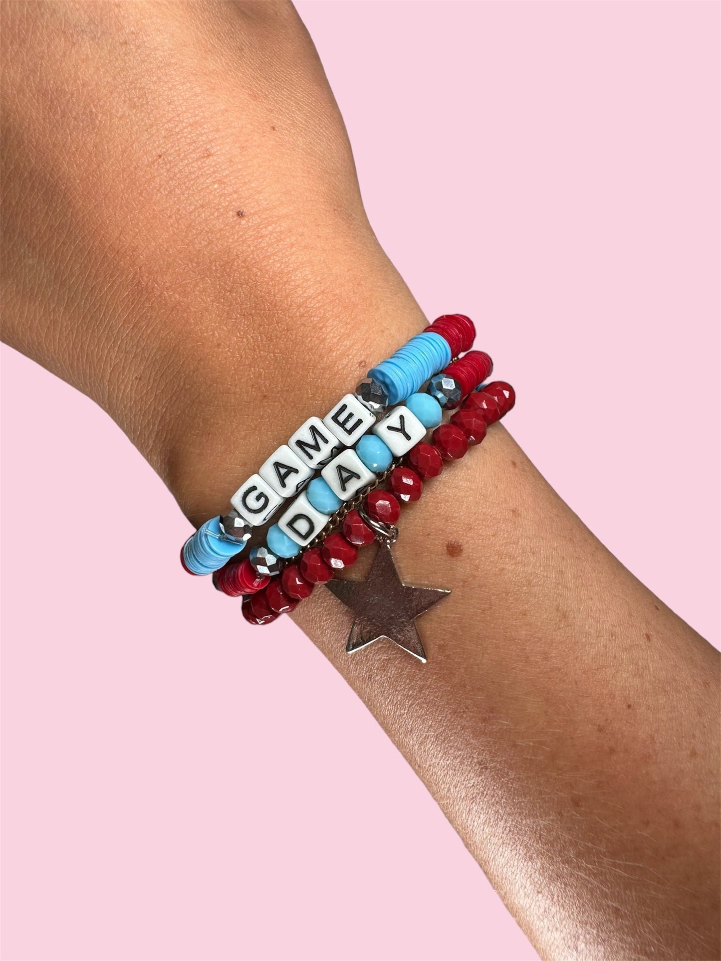 BLUE AND RED GAME DAY ADULT BRACELET