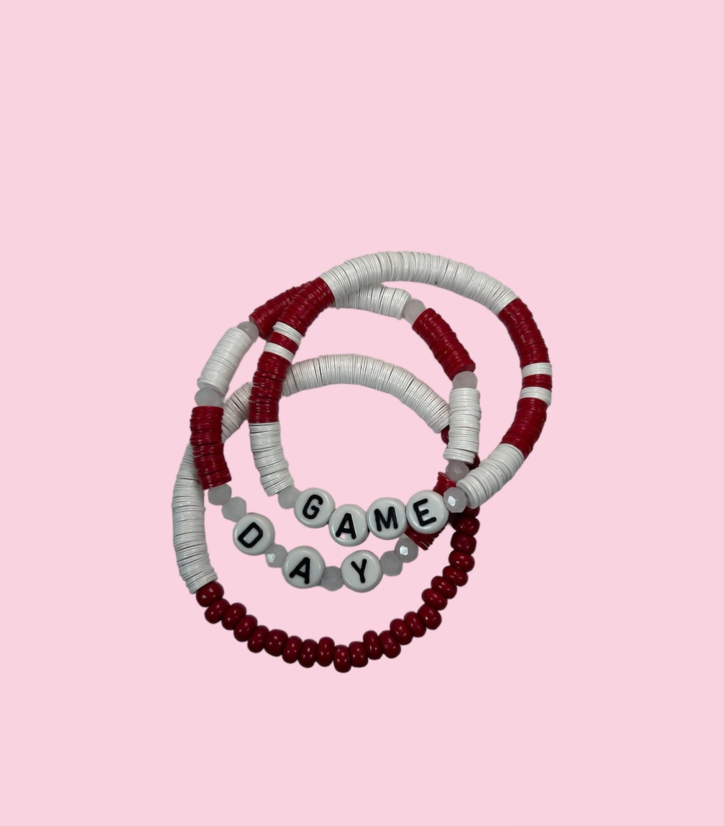 RED AND WHITE GAME DAY YOUTH BRACELET