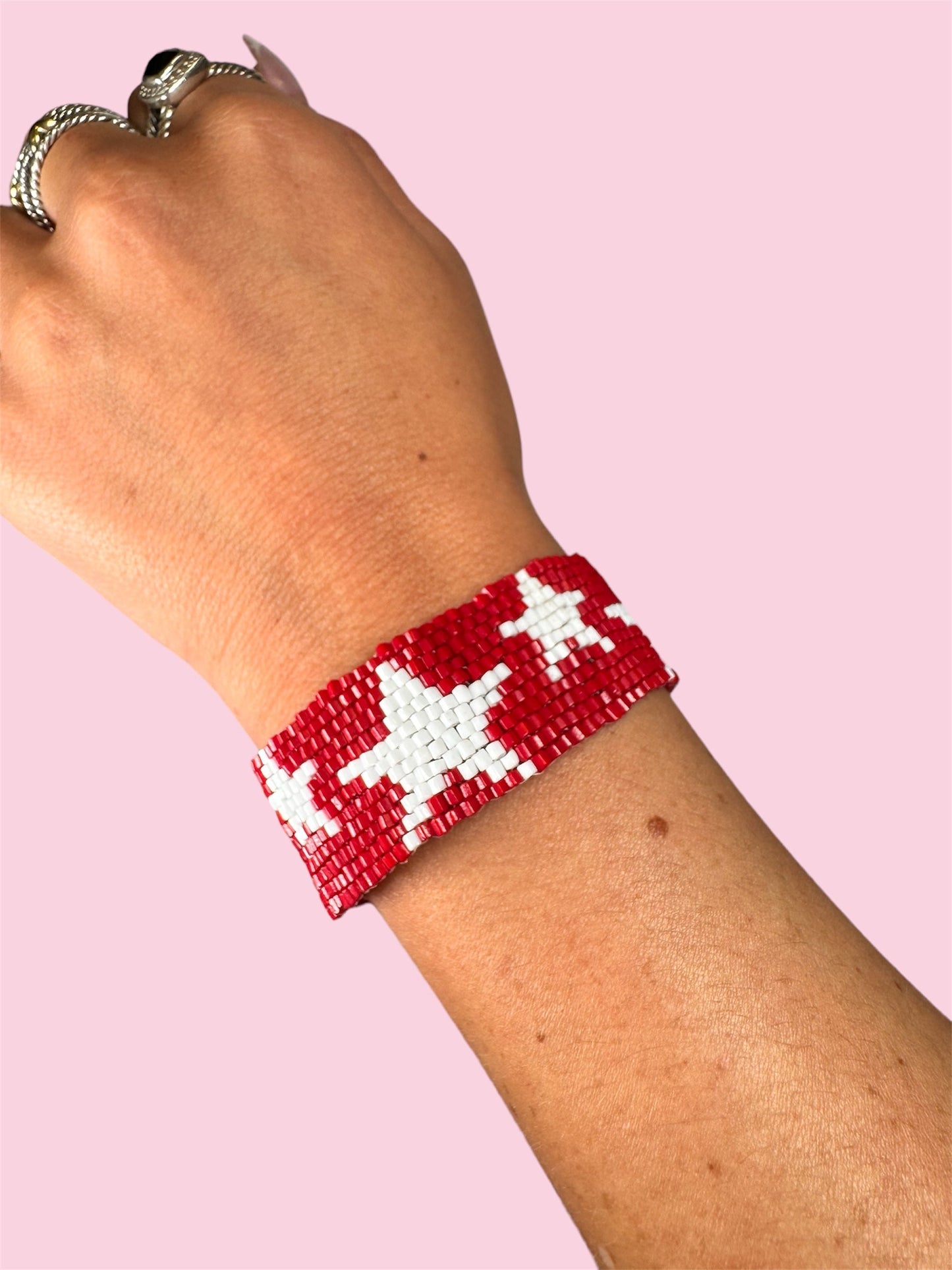 RED AND WHITE STAR ADULT BRACELET